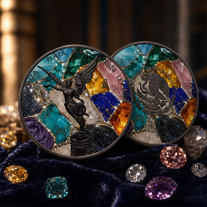 2024 Mexico Libertad Mosaic Precious Gemstones 1 oz Silver Coin (07/01)