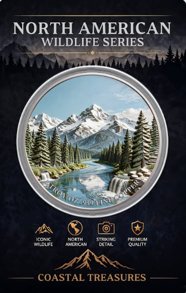 North American Wildlife - Bison UHR Colorized 1 oz Copper Medal in Card (06/26)