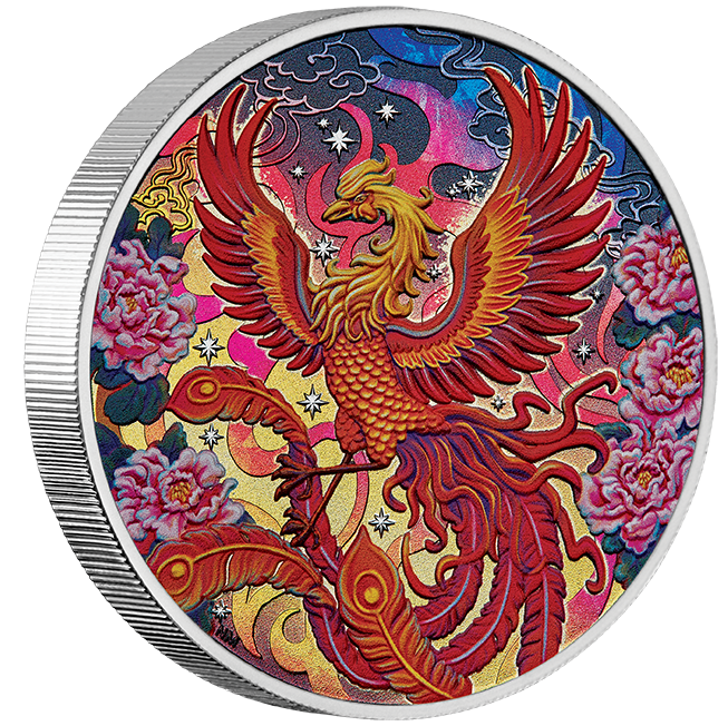 2026 Tuvalu Imperial Vermillion Phoenix 3 oz Silver Coin