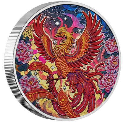 2026 Tuvalu Imperial Vermillion Phoenix 3 oz Silver Coin
