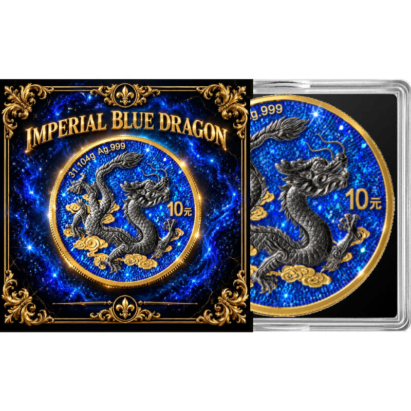 2026 China Dragon Imperial Blue Edition 1 oz Silver Coin