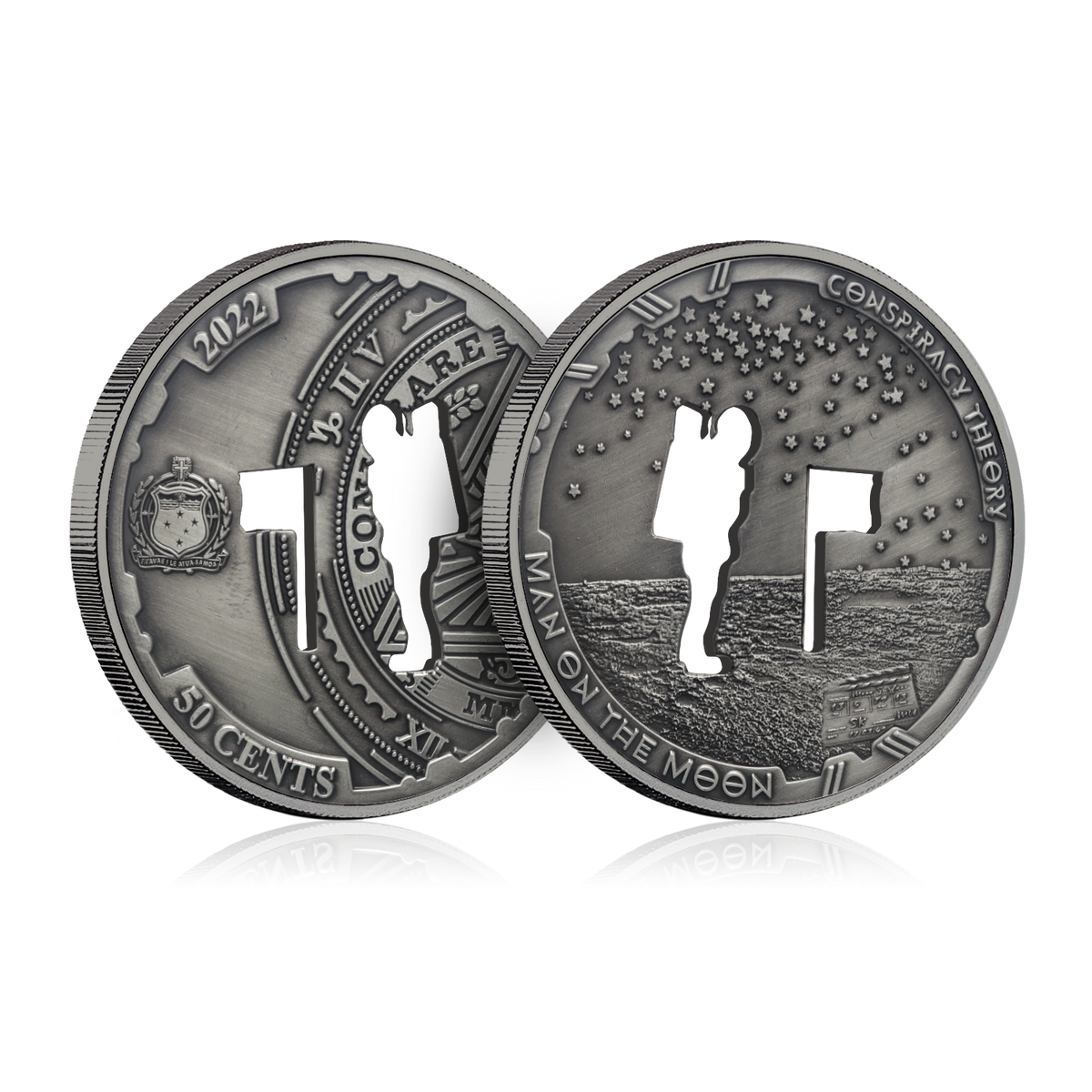 2022 Samoa Conspiracy Collection - Moon Landing Cut-Out CN Coin in Card