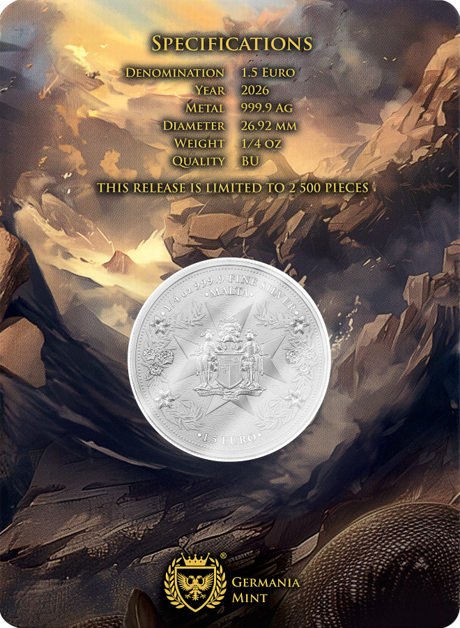 Estimate: 2026 Malta Golden Eagle BU 1/4 oz Silver Coin in Card