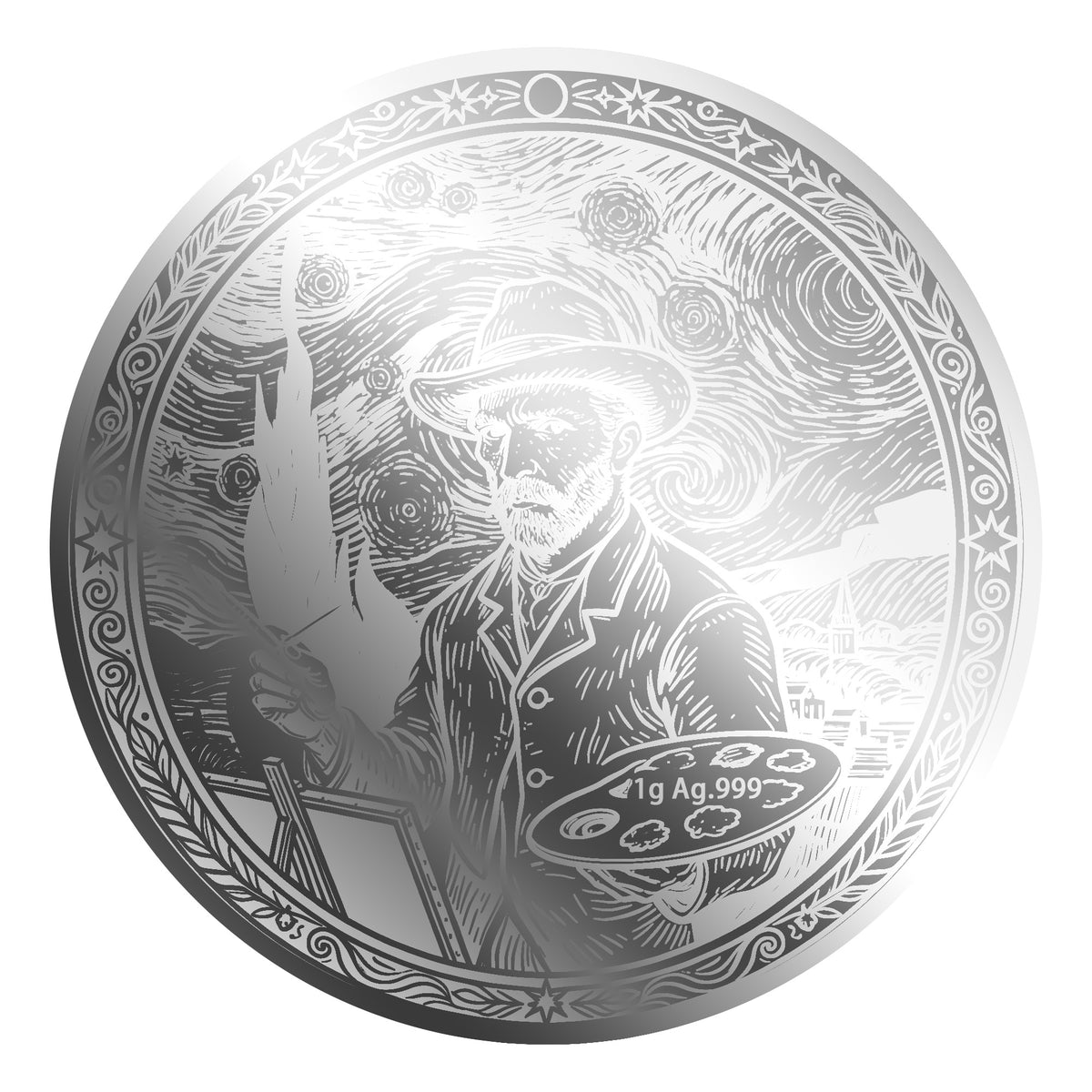 2026 Starry Night 1g Silver Round in Card