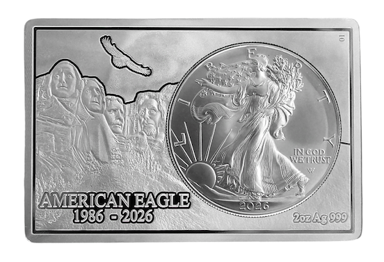 2026 U.S. Eagle 40th Ann. Special Colored Edition 3 oz Silver Coin in Bar