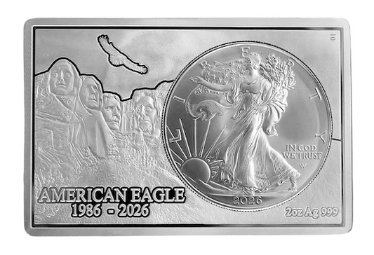 2026 U.S. Eagle 40th Ann. Special Colored Edition 3 oz Silver Coin in Bar