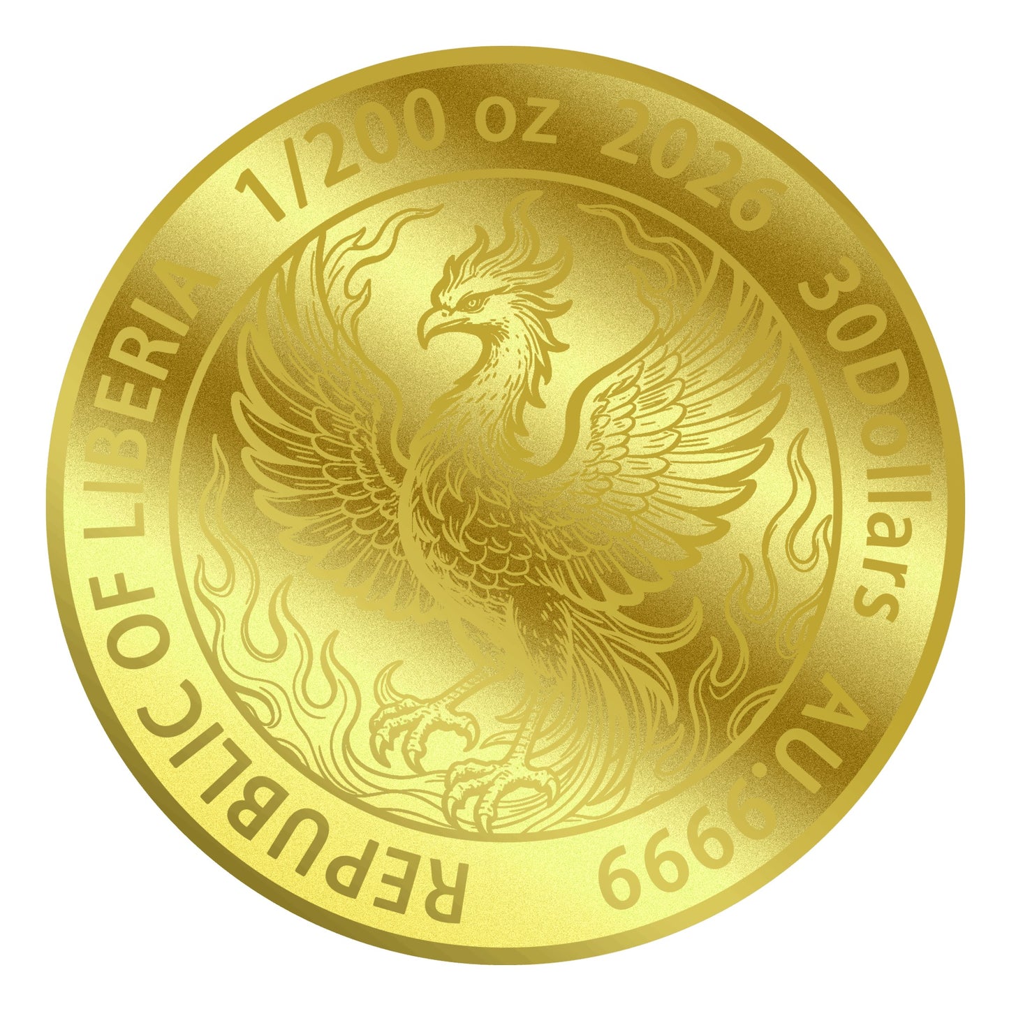 2026 Liberia Phoenix 1/200 oz Gold Coin in Card (06/15)