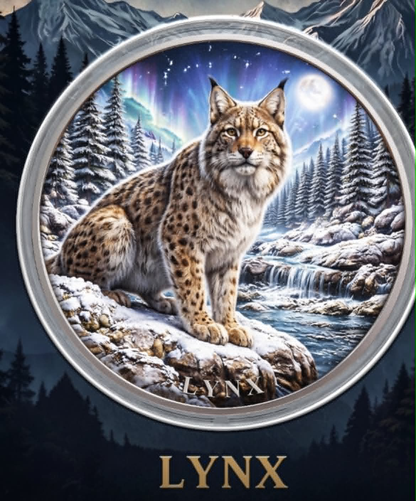 North American Wildlife - Lynx UHR Colorized 1 oz Copper Medal in Card (06/19)