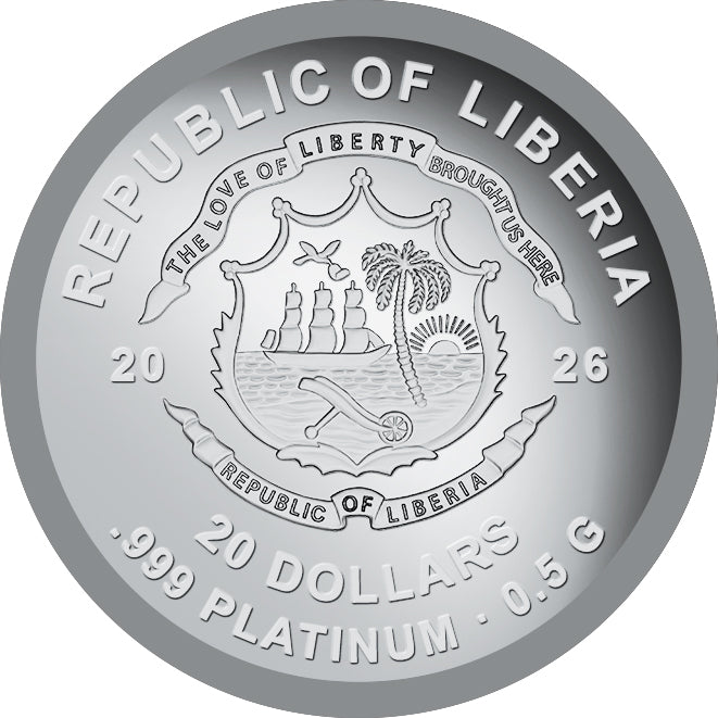 2026 Liberia Rock N Roll Records 0.5g Platinum Coin (07/20)