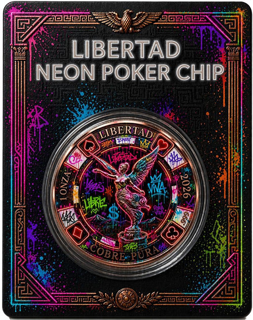Libertad Neon Poker Chip Colorized 1 oz Copper Round (06/13)