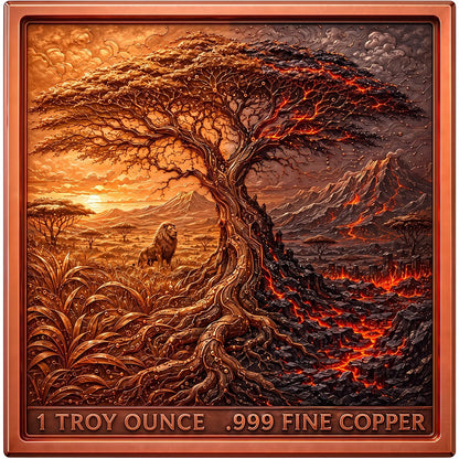 Cyber Lion - Duality of Nature 1 oz Copper Bar