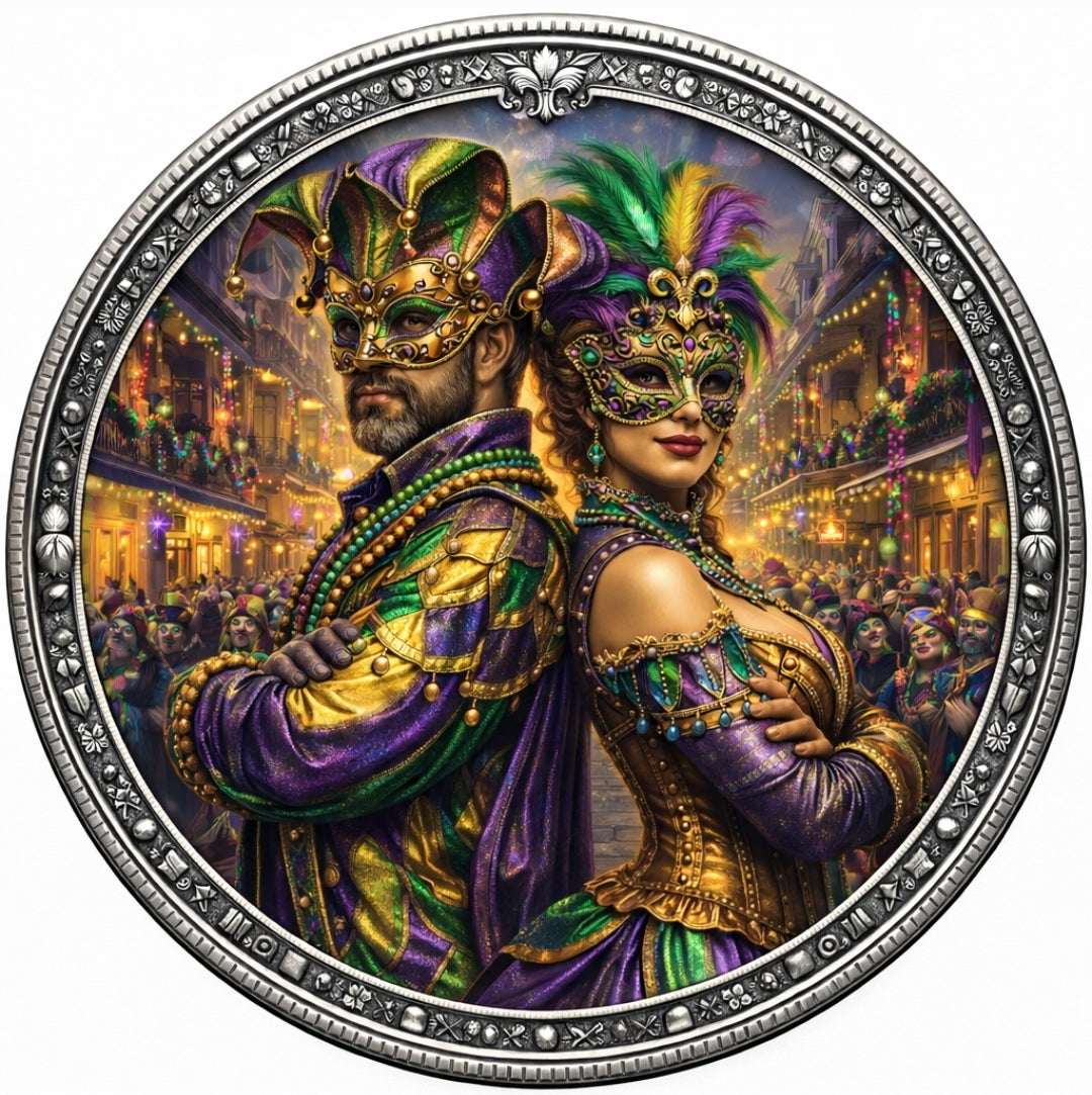 Mardi Gras Royalty Colorized 1/10 oz Silver Round (06/17)