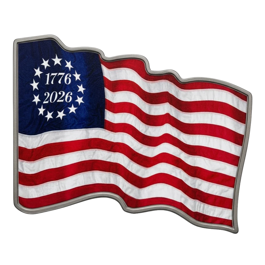 2026 Cameroon Betsy Ross 3D Waving Flag 1/2 oz Silver Coin