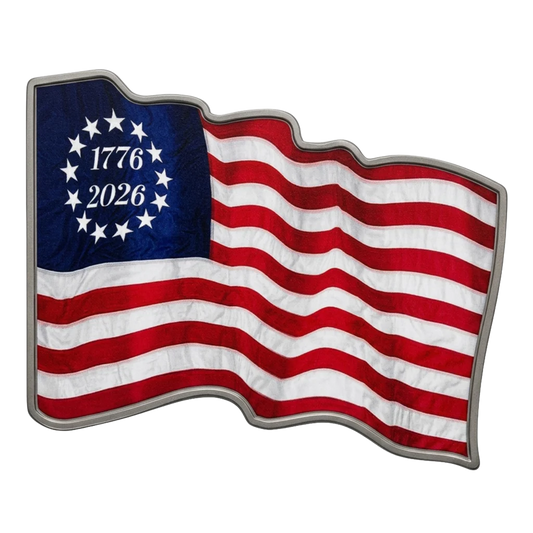 2026 Cameroon Betsy Ross 3D Waving Flag 1/2 oz Silver Coin