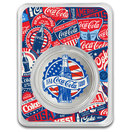 In Stock! 2026 Pamp Suisse Coca-Cola USA 1 oz Silver Round in TEP