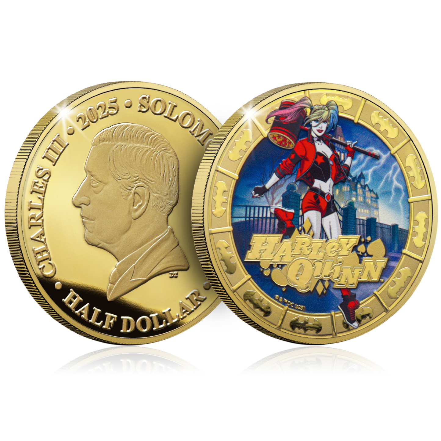 2025 Solomon Islands DC Harley Quinn Gold Plated 27.5g CN Coin in Card (07/13)