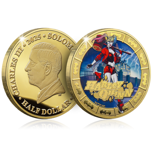2025 Solomon Islands DC Harley Quinn Gold Plated 27.5g CN Coin in Card (07/13)