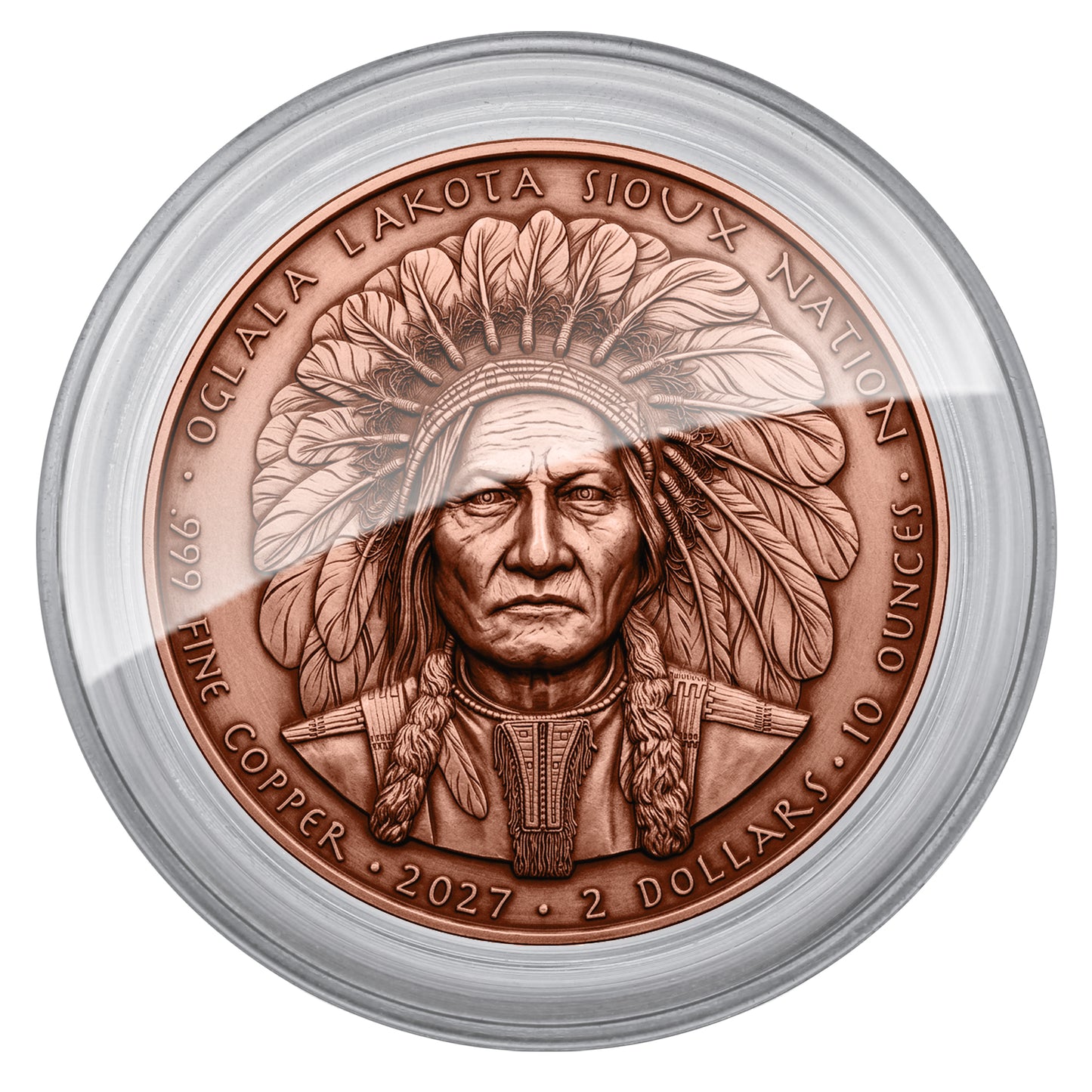 2027 Sioux Nation Sitting Bull UHR 10 oz Copper Coin - Display Box
