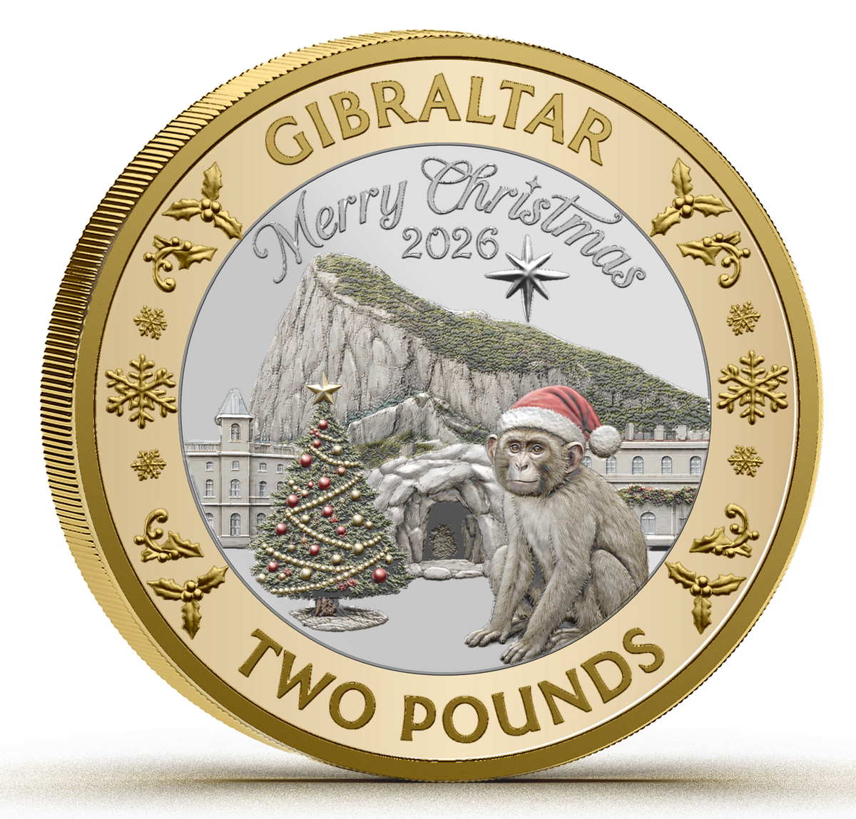 2026 Gibraltar Merry Christmas Colorized 2 Pounds 8g CN Coin in Card