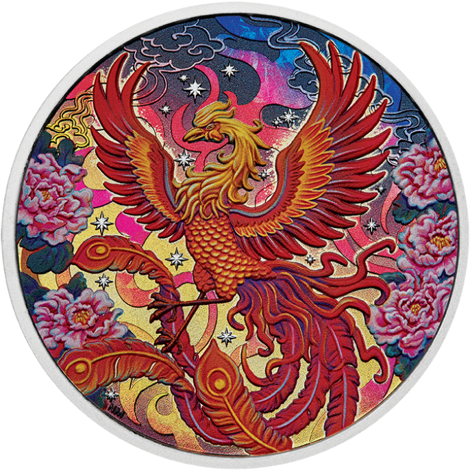 2026 Tuvalu Imperial Vermillion Phoenix 3 oz Silver Coin