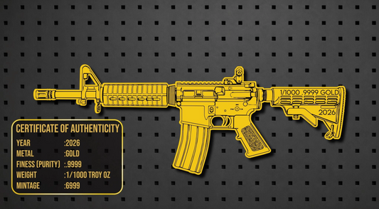 AR-15 Shaped 1/1000 oz Gold Medal in Card