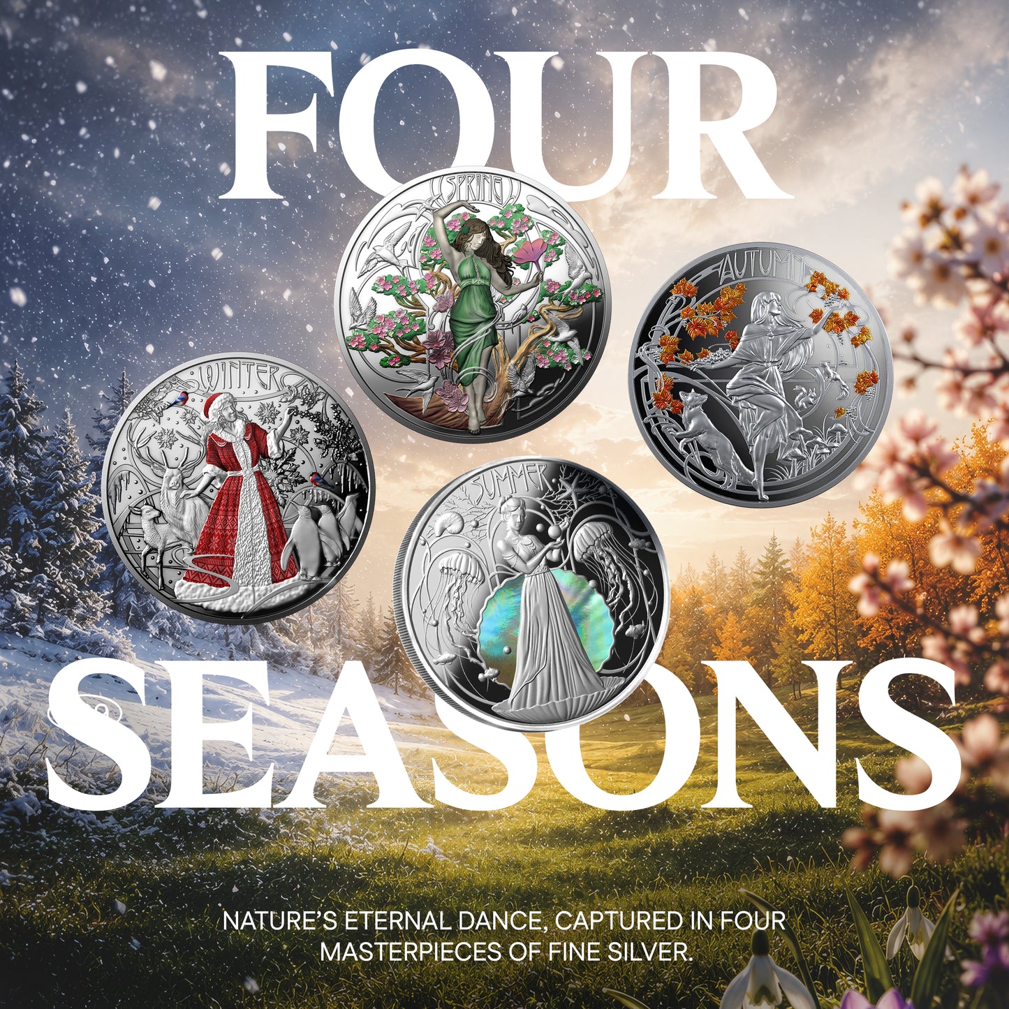 2025 Niue Four Seasons 4 x 1 oz Silver Coin Set (08/07)