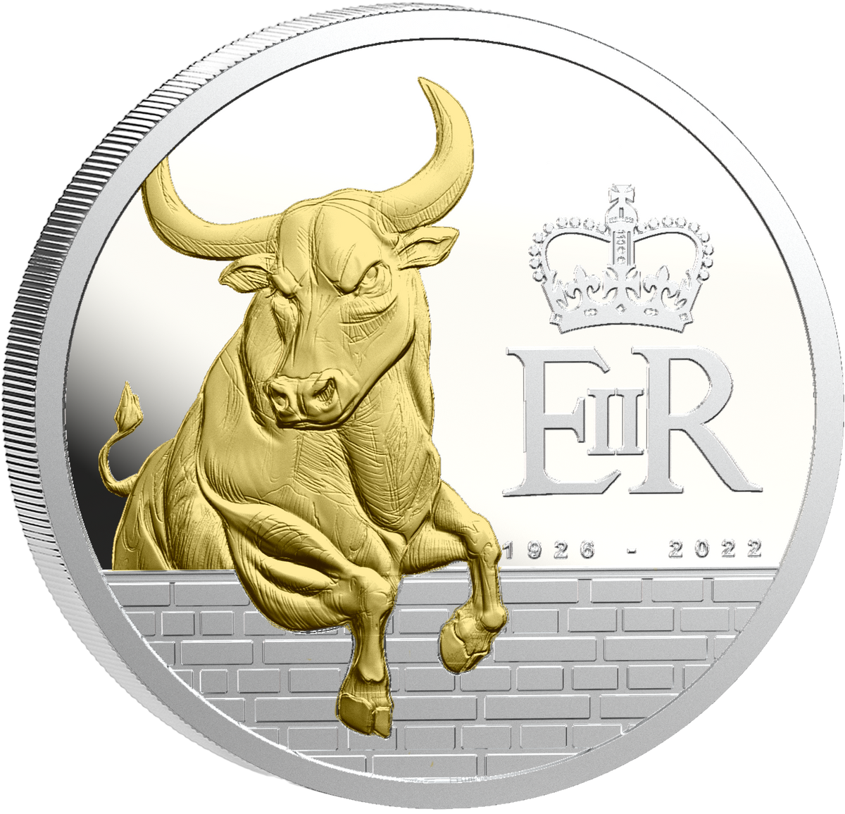 2027 Pitcairn Islands Queen's Beast Black Bull Gold Gilt 1 oz Silver Coin