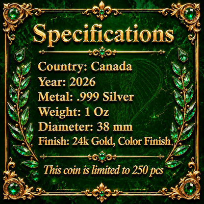 2026 Canada Maple Leaf Emerald Venom Edition 1 oz Silver Coin