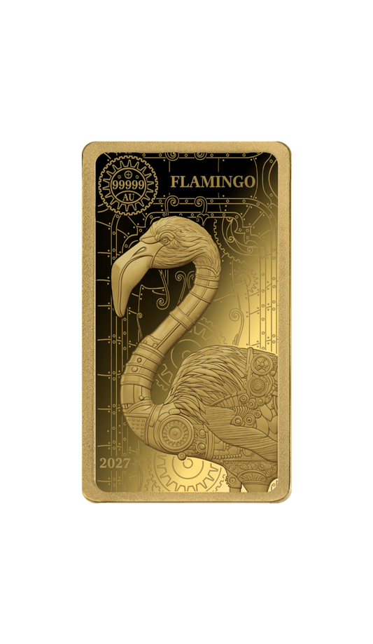2027 Solomon Islands WPB Steampunk Flamingo 1/200 oz Gold Coin - Capsule