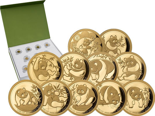 2026 Gabon Panda Jubilee 11 x 1/100 oz Gold Coin Set (06/26)