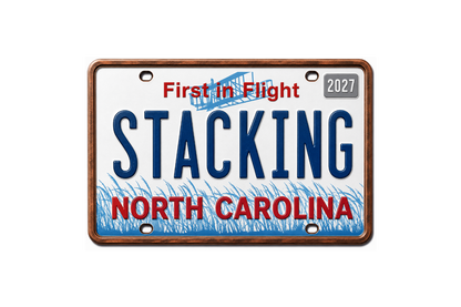 2027 Stacking Across America North Carolina License Plate