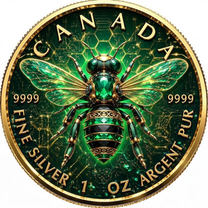 2026 Canada Maple Leaf The Emerald Bee Edition 1 oz Silver Coin