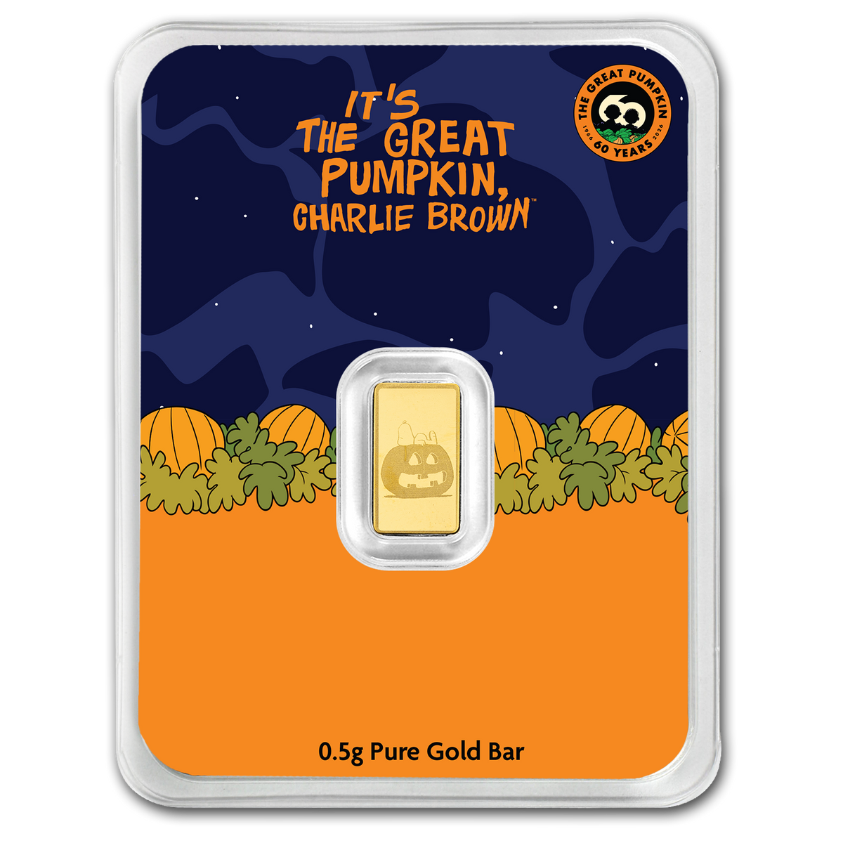 2026 PAMP Peanuts - It's the Great Pumpkin 60th Ann. 0.5g Gold Bar