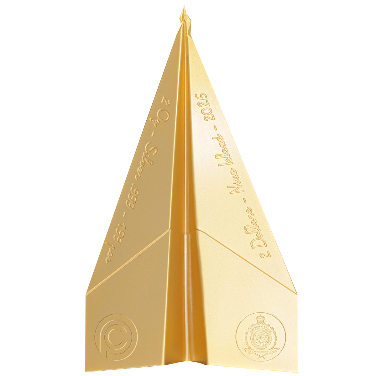 2026 Niue Paper Airplane 3D Gilded 2 oz Silver Coin