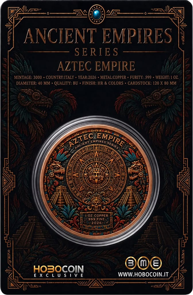 2026 Ancient Empires - Aztec Empire Colorized 1 oz Copper Round in Card