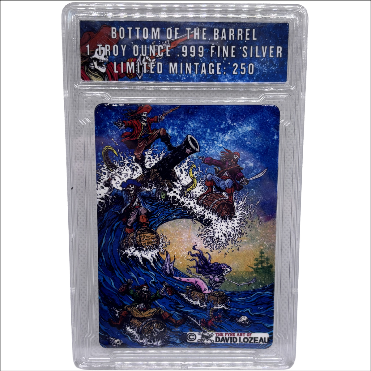 Bottom of the Barrel by David Lozeau Colorized 1 oz Silver Bar in COA Slab