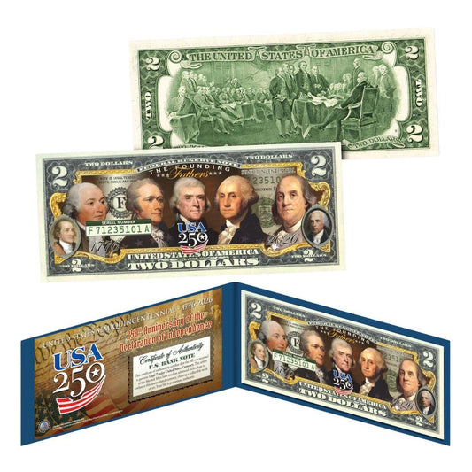 1776-2026 U.S. Genuine Legal Tender $2 Bill 'USA 250: Founding Fathers' Edition