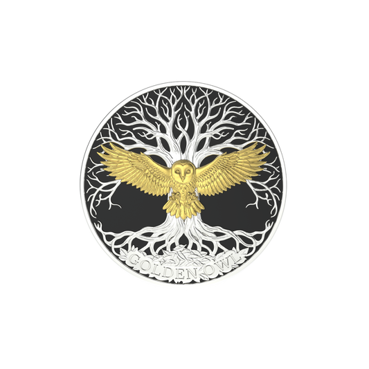 2026 Pitcairn Islands Golden Creatures - Owl 1 oz Silver Coin