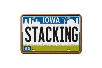 2027 Stacking Across America Iowa License Plate Colorized 1 oz Copper Bar (Series 3)