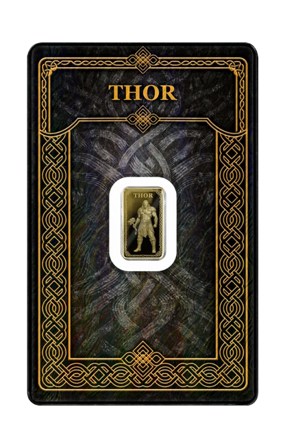 2026 Germania Gods Thor Minted 1/100 oz Gold Bar in Card