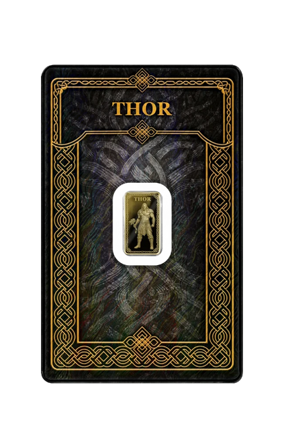 2026 Germania Gods Thor Minted 1/100 oz Gold Bar in Card