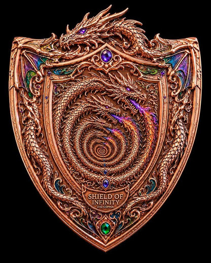 Dragon Shield of Infinity Shaped 3 oz Copper Medal (06/22)
