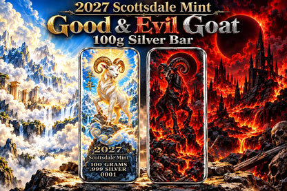 2027 Scottsdale Mint Lunar Goat Good & Evil Edition 100g Silver Bar
