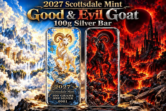 2027 Scottsdale Mint Lunar Goat Good & Evil Edition 100g Silver Bar