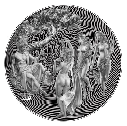 2026 Cameroon Paris & the Three Graces Antiqued 2 oz Silver Coin (07/15)