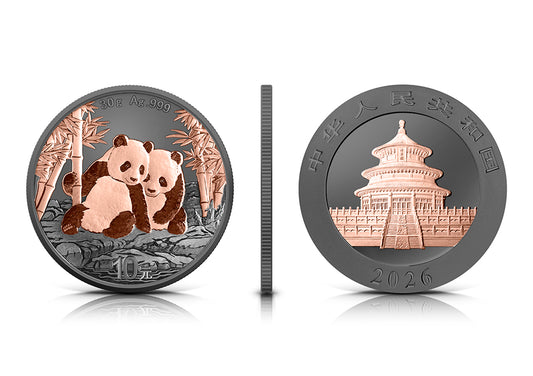 2026 China Panda Black & Pink Edition 1 oz Silver Coin (08/07)