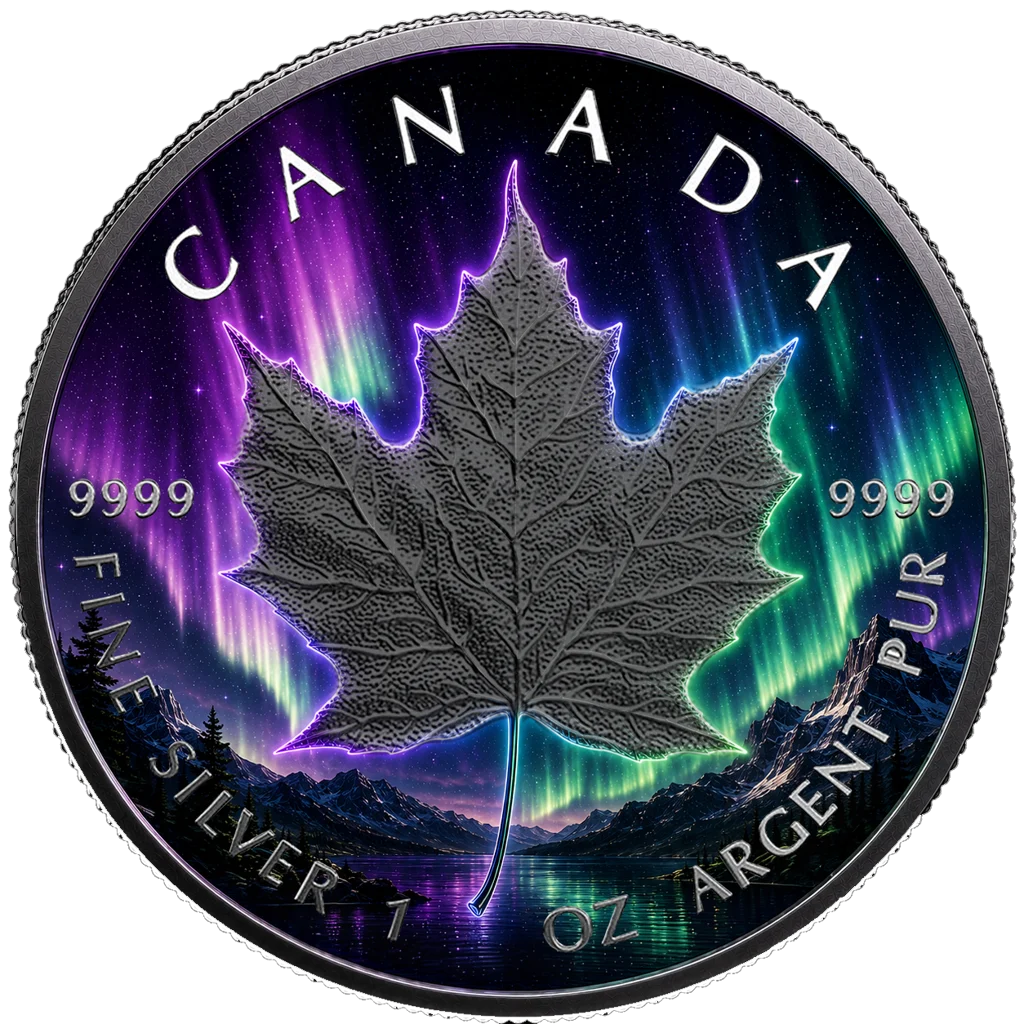 2026 Canada Maple Leaf Aurora Borealis Edition 1 oz Silver Coin