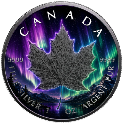 2026 Canada Maple Leaf Aurora Borealis Edition 1 oz Silver Coin
