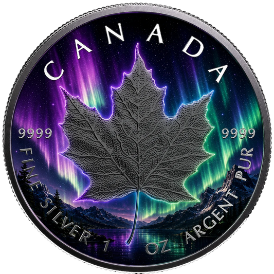 2026 Canada Maple Leaf Aurora Borealis Edition 1 oz Silver Coin