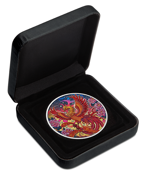 2026 Tuvalu Imperial Vermillion Phoenix 3 oz Silver Coin